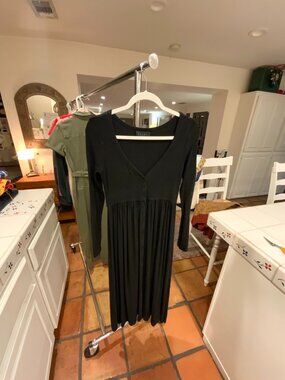 HATCH Black Long Sleeve Button Front Maxi Dress